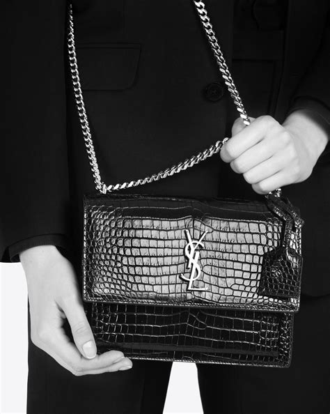 ysl sunset crocodile bag|saint laurent crocodile bag.